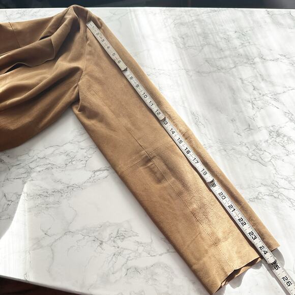 Eileen Fisher Tan Goat Suede Open Drape Front Jacket Women's Size Medium - Picture 15 of 15